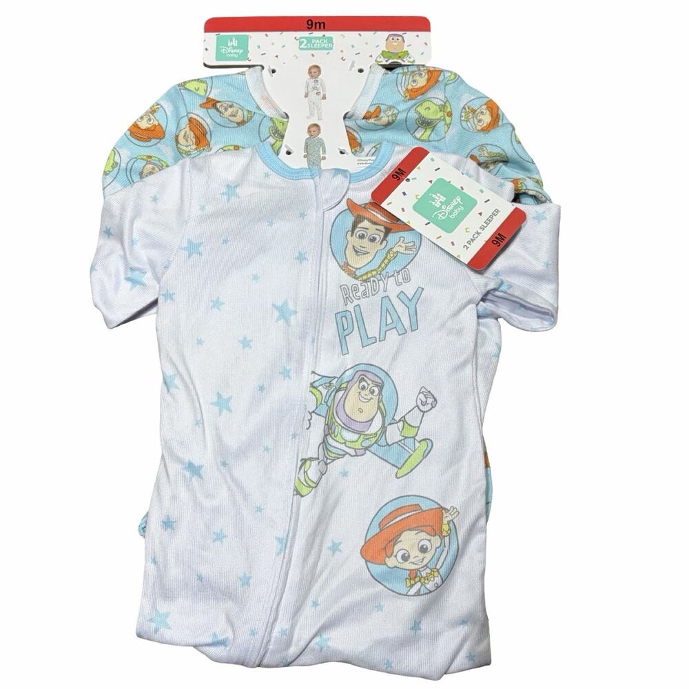 Disney Baby Toy Story 2 Pack Sleeper Pajamas 9M Woody Buzz Jessie NWT